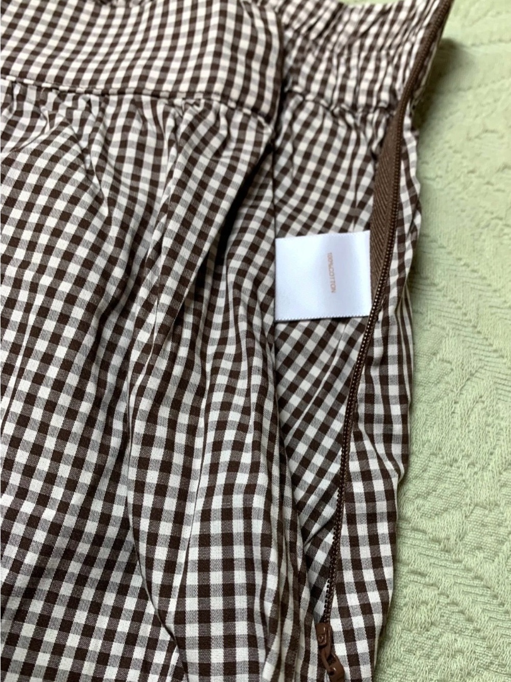 NWT Caroline Constas Brown Gingham Lace Trim Crop Top Maxi Skirt Set Small S - Picture 14 of 16